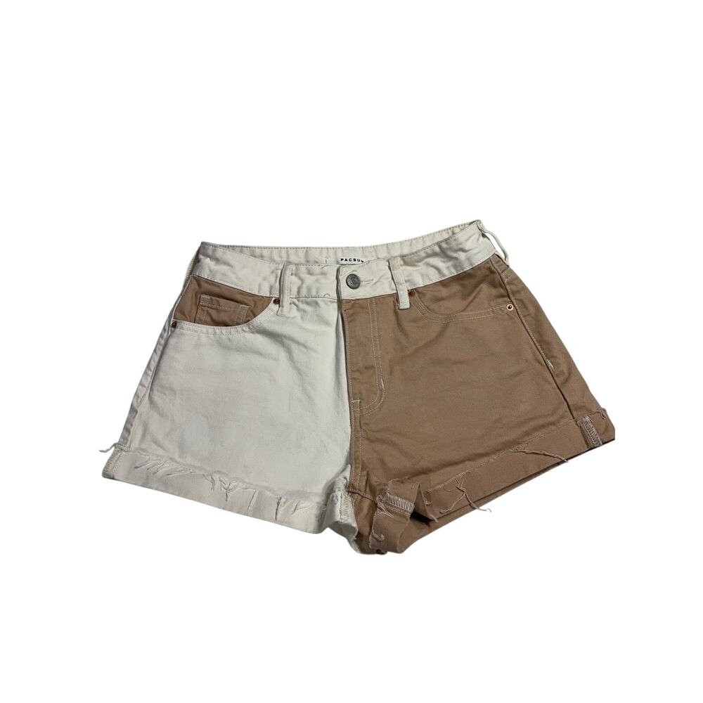PACSUN Pieced Desing Cinnamon/ Beige Color-block Mom shorts size (25)